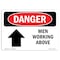 Signmission OSHA, Men Working Above, 24in X 18in Rigid Plastic, 18" W, 24" L, Landscape, OS-DS-P-1824-L-1448 OS-DS-P-1824-L-1448 - alternate 1
